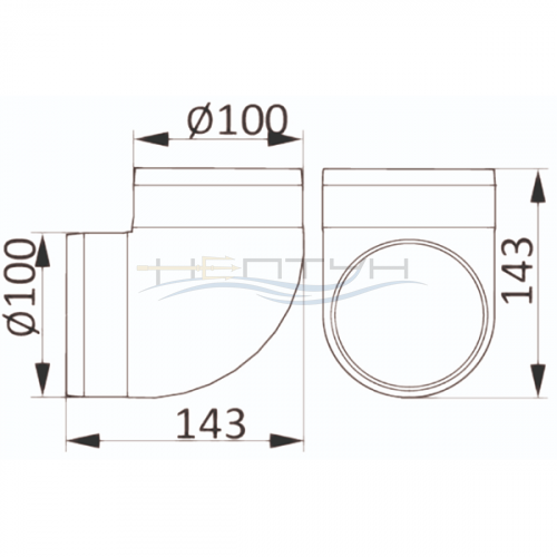 Отвод 90 D 100мм арт.121_2