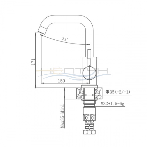 Однорычажный смеситель для кухни из нержавеющей стали d35 латунь, HB72304-4 _2