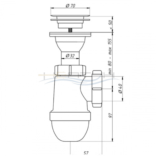 Сифон универсальный АНИ пласт Варяг 1 1/2