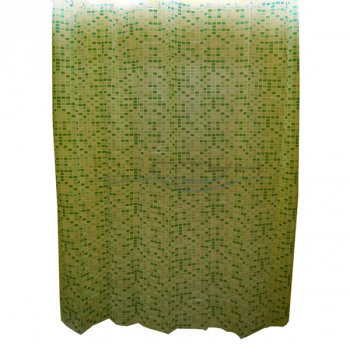 Шторка для ванной 180*180 с кольцами зеленая мозаика