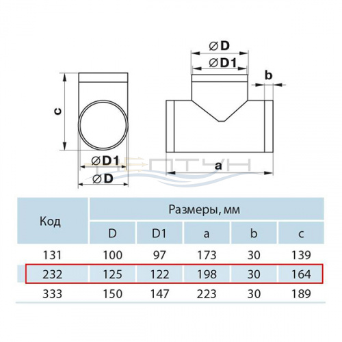 Тройник D 125 арт.232_2